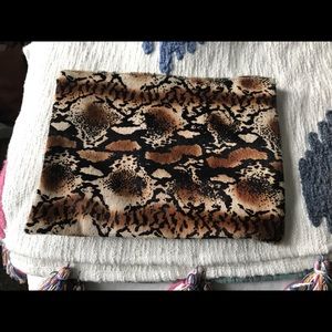 Leopard Print Foldover Clutch Wristlet in Brown and Black - Animal Pattern